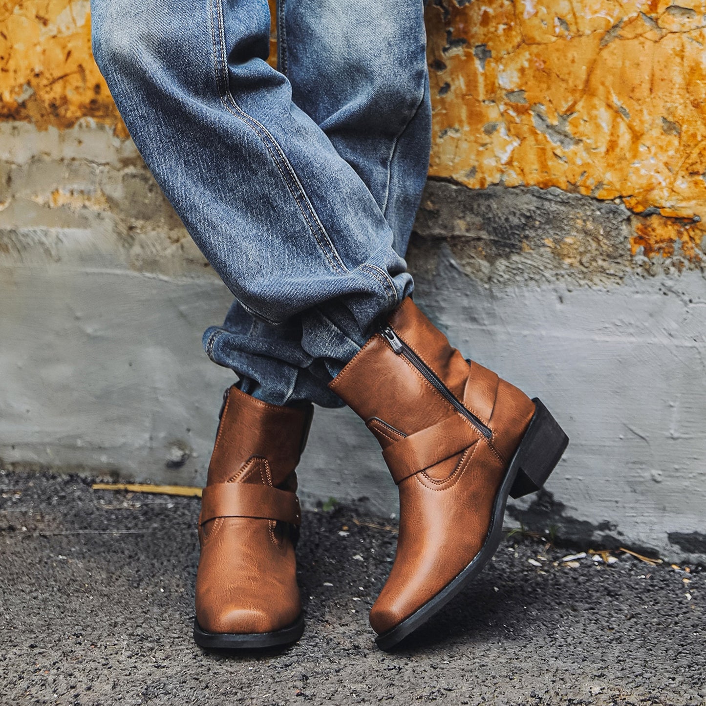 High Western Cowboy Couple Size Zipper Bag Without Heels