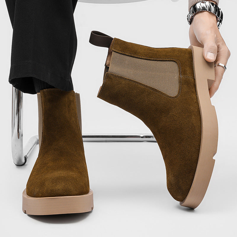 Men's Platform Chelsea Height Increasing Insole Short Boots