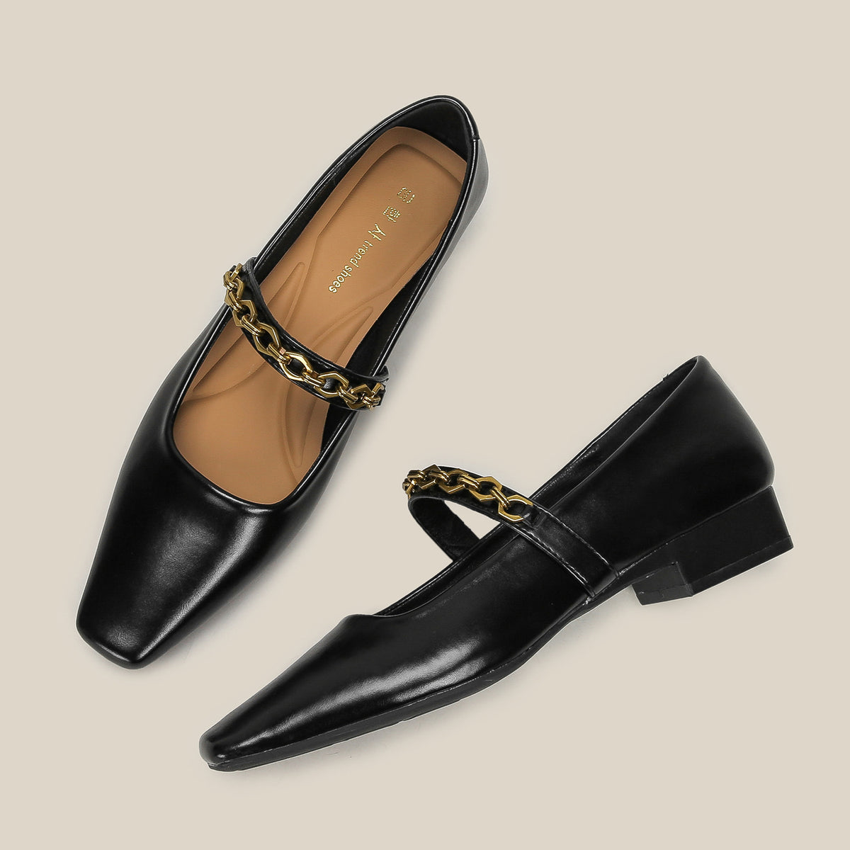 Women's Luxury Retro Slip-on Soft Bottom Black French Pumps Square Toe Women's Fashion Shoes