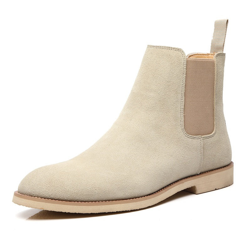 Men's Chelsea Pointed British Style Martin Matte High Men's Leather Boots