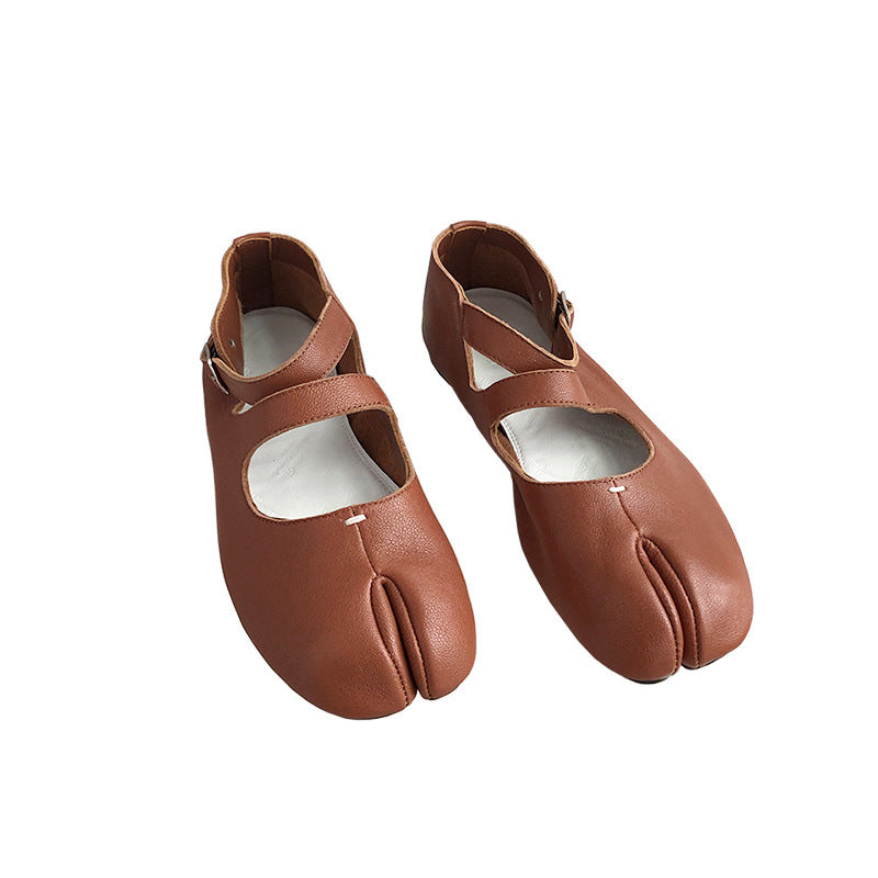 Women's Niche Low Buckle Soft Bottom Sheepskin Mary Heels