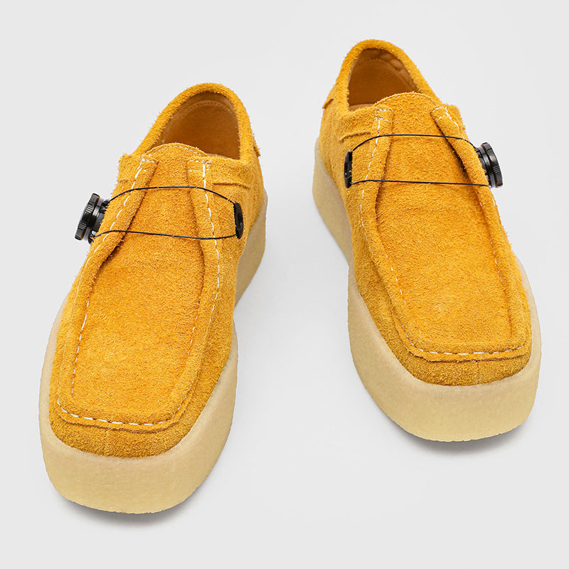 Retro Comfort Fashion Frosted Square Toe Platform Heighten Yellow Casual Shoes