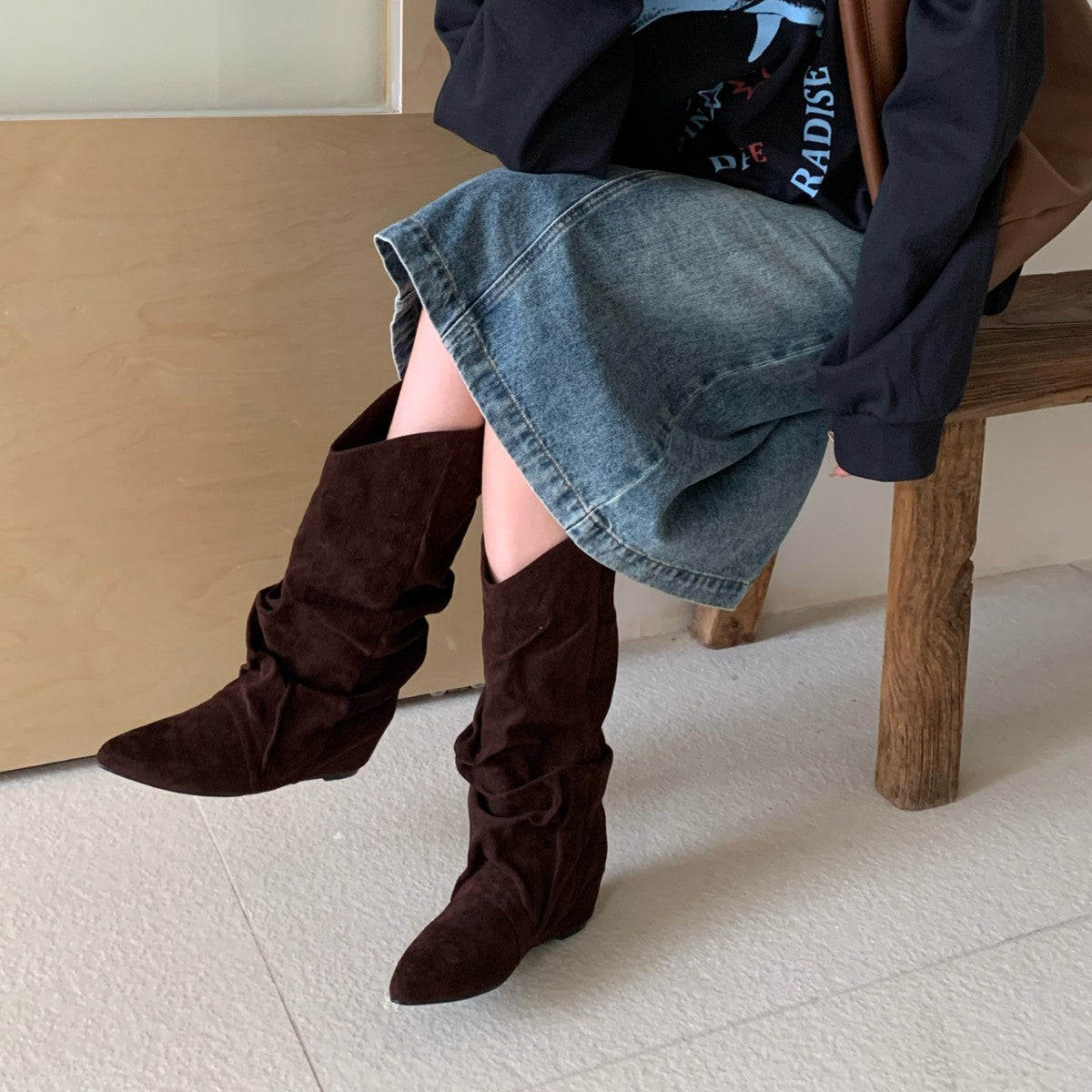 Women's Pile Style Pointed Toe Western Cowboy Boots