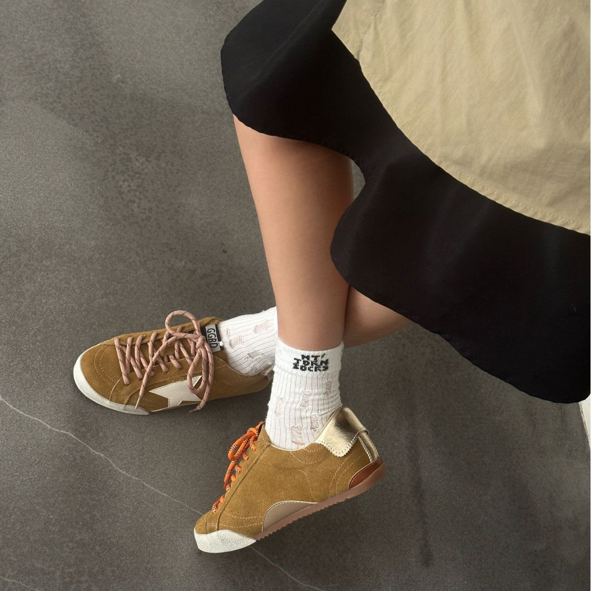 Women's German Training Mandarin Duck Shoelace Distressed Little Sneakers