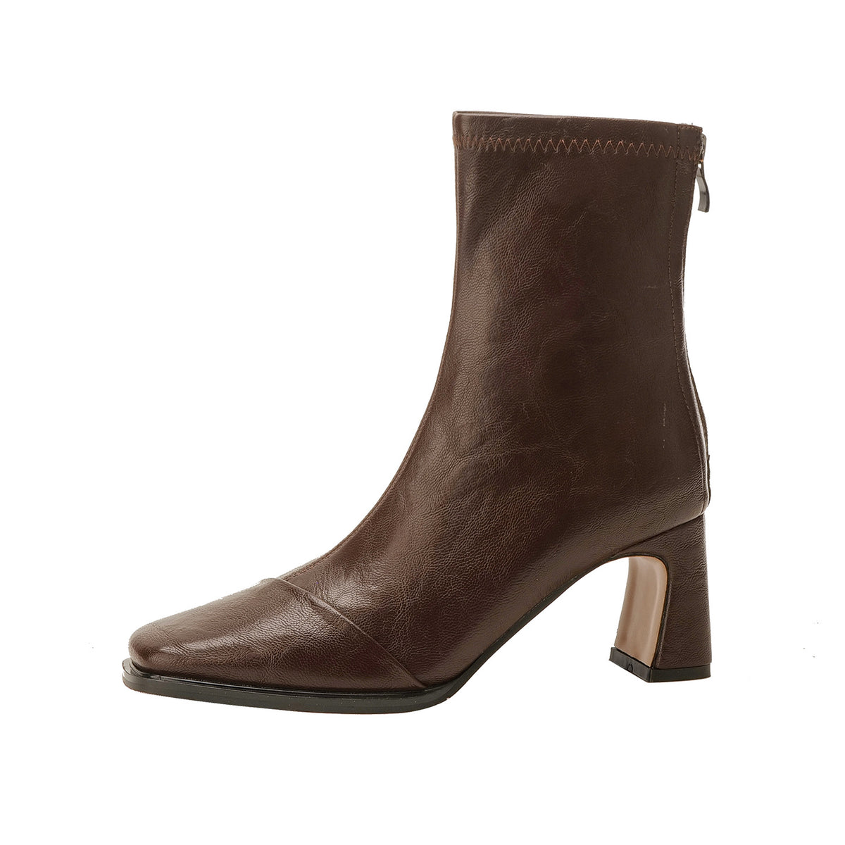 Women's Square Toe High Stretch Thin With Padded Lining Simple Women's Leather Boots