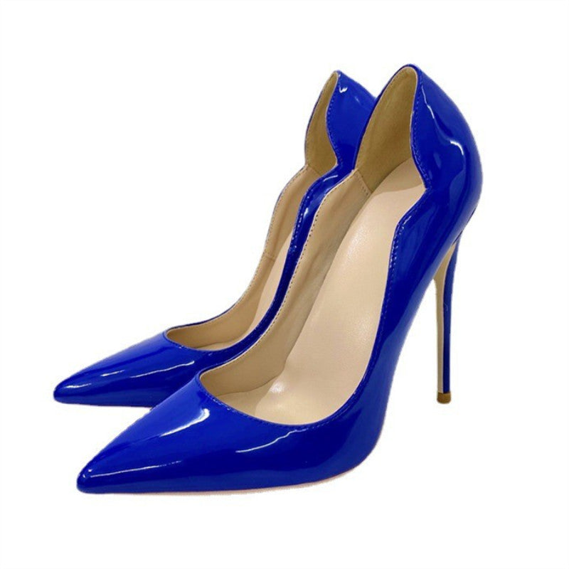 Women's Sapphire Blue Patent Wave Style High Women's Fashion Shoes