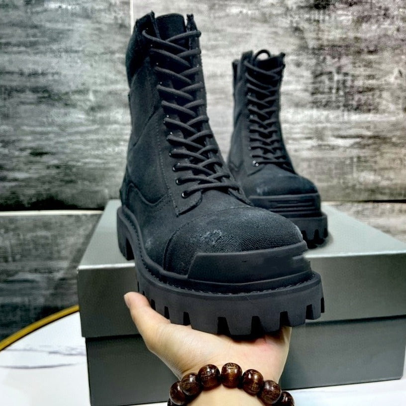 Men's Round Toe Viscose Big First Layer Men's Leather Boots