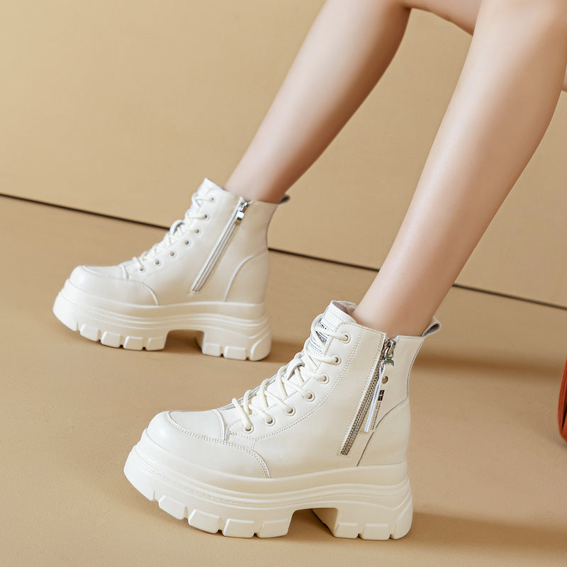 Women's Female British Style Autumn Small Winter Plus Veet Ankle Women's Leather Boots