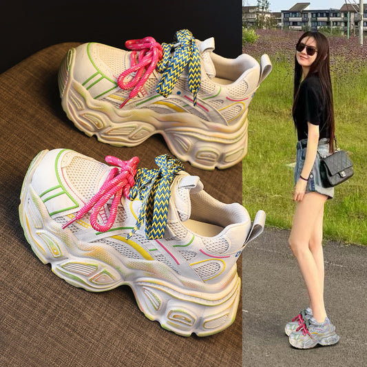 Women's Height Increasing Insole Mesh Spring Muffin Soft Sports Casual Shoes