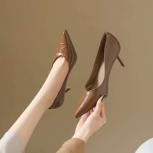Women's High Waterproof Platform Catwalk Show Pointed Toe Patent Women's Shoes