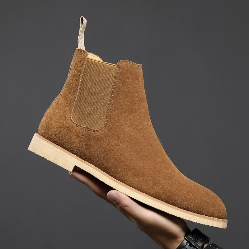 Men's Chelsea Pointed British Style Martin Matte High Men's Leather Boots