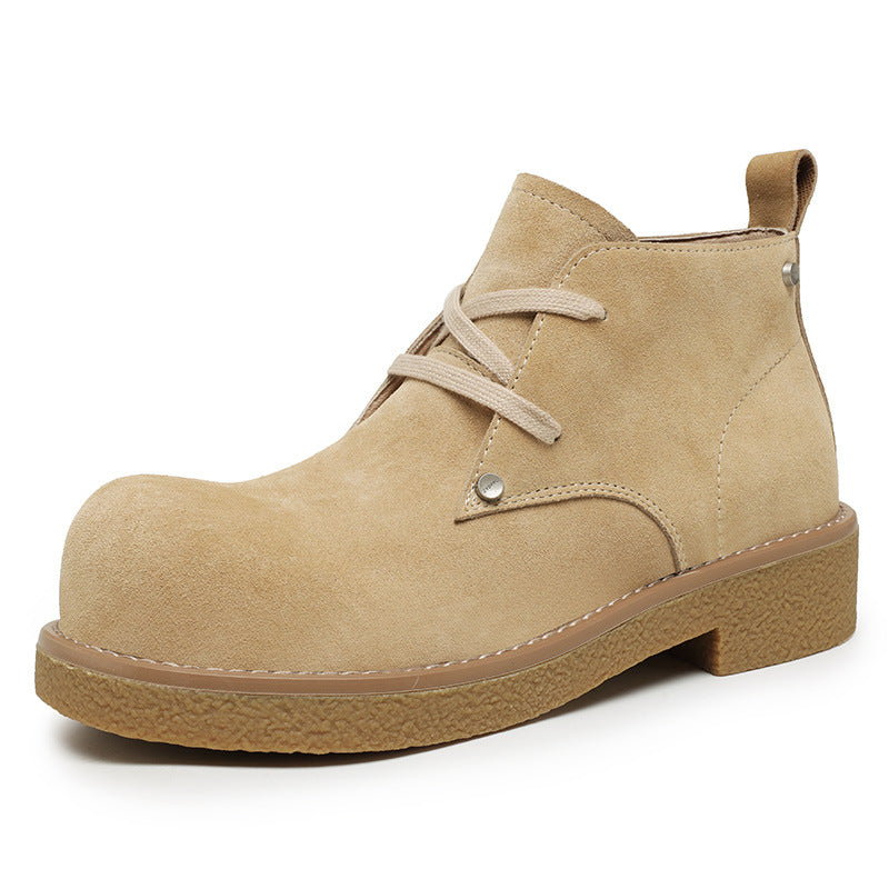 Men's Derby Thick-soled High-rise Suede Round Toe Design Versatile Leisure Men's Martin Boots