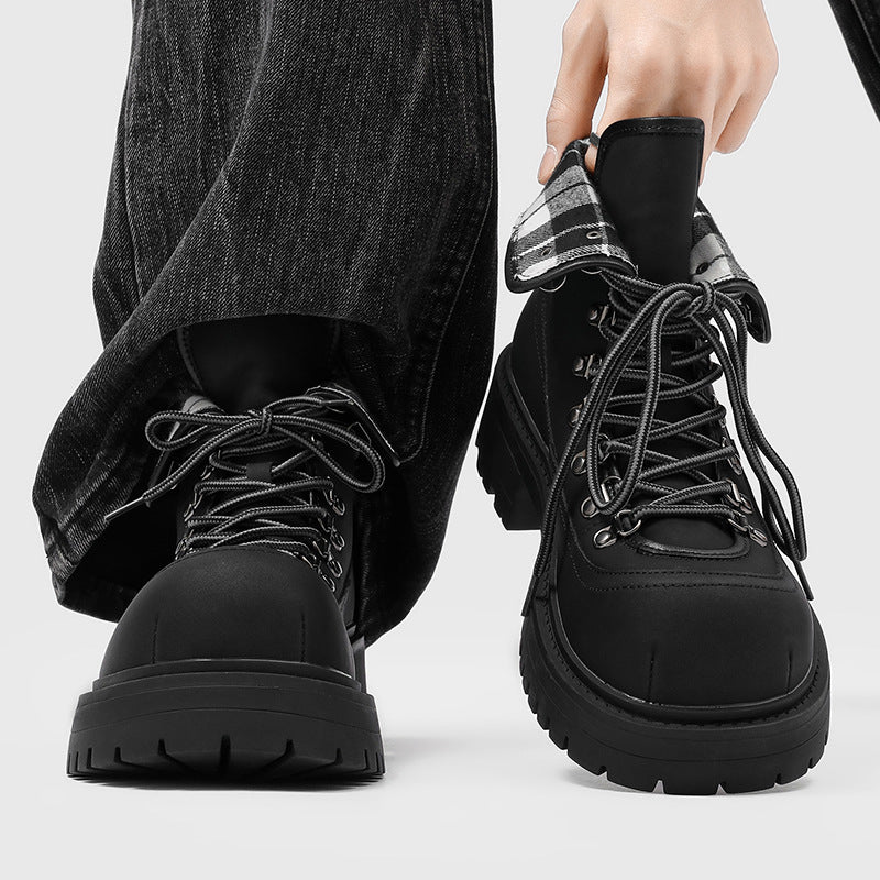Women's & Men's Line Thick Bottom British Style Motorcycle Men's Martin Boots