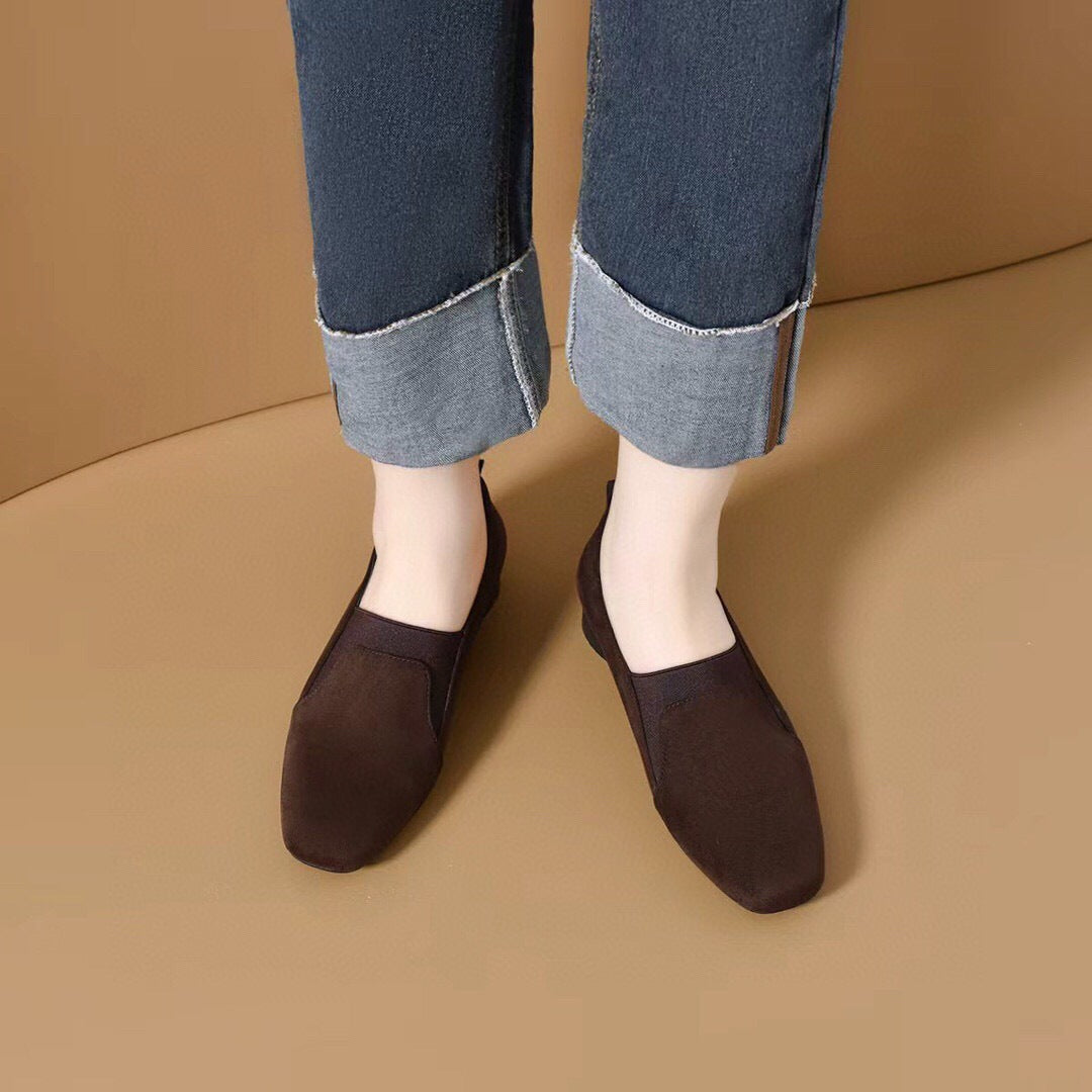 Women's Spring Low Chunky Mid Square Toe Deep Mouth Pumps Women's Fashion Shoes