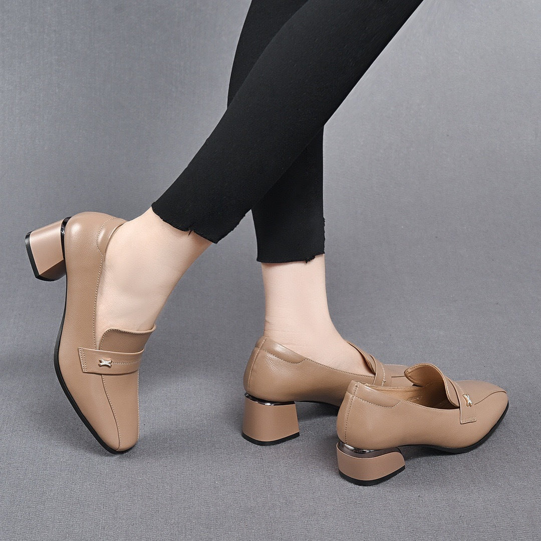 Women's Patent Pumps Chunky Mid Authentic British Style Women's Fashion Shoes