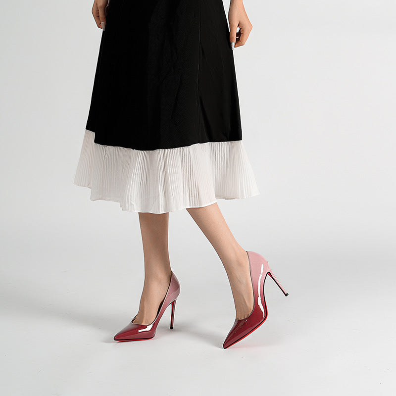 Women's High Low-cut Patent Pointed Toe Sexy Night Show Classy Women's Fashion Shoes