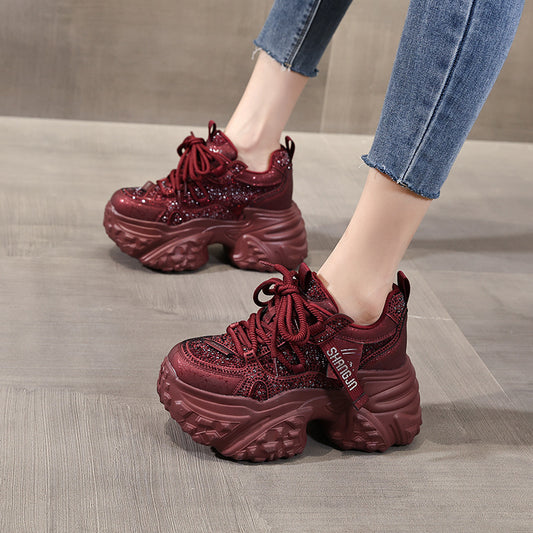 Women's Platform Height Increasing Insole Autumn Muffin Fashion Sports Casual Shoes