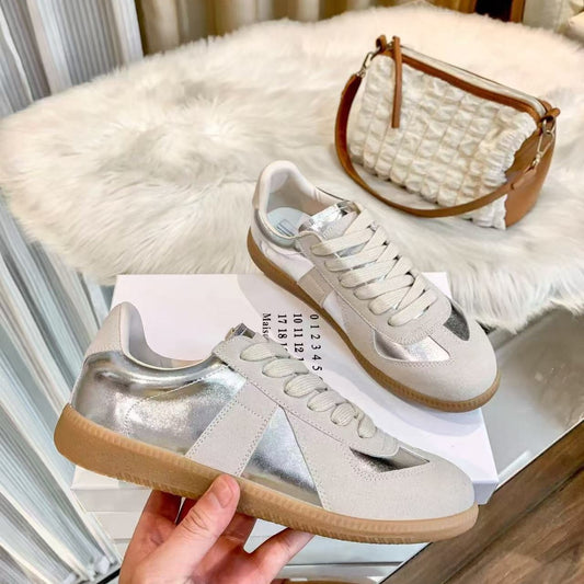 Women's High Retro German Training Height Increasing Insole White Thick Women's Casual Shoes