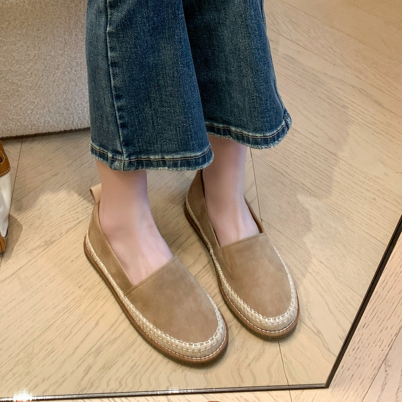 Women's Hemp Rope Flat Fisherman Leopard Print Loafers