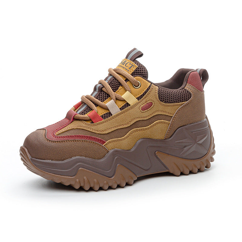 Women's Platform Dad Breathable Warm Small Height Sneakers