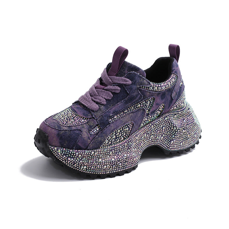 Women's Large Size Rhinestone Thick Bottom Fried Women's Sports Shoes