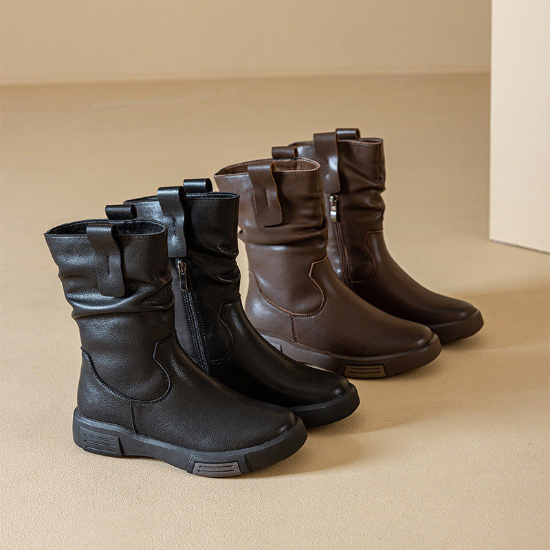 Women's Genuine Middle Tube Martin Skinny Retro Boots