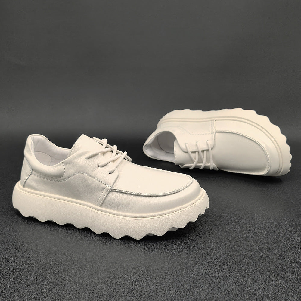 Men's Fashion First Layer Cowhide Platform Elevator Men's Sports Shoes