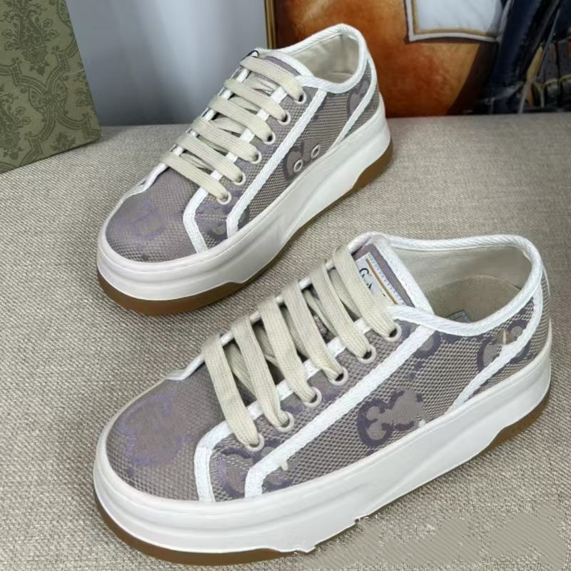 Platform Heightened Vintage Embroidered Board Fashion Canvas Shoes