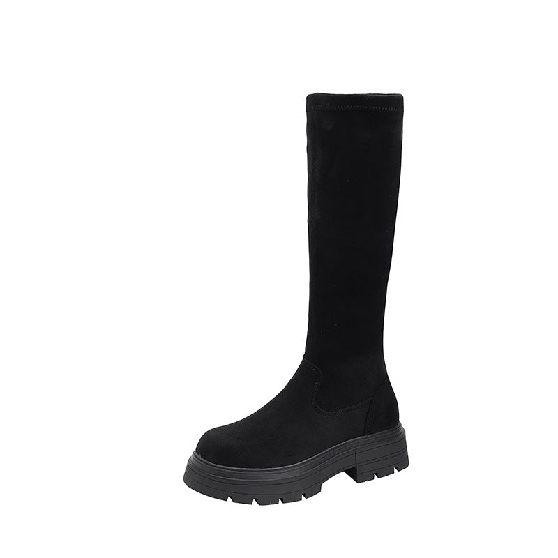 Women's Small High Leg Below The Knee British Style Back Boots