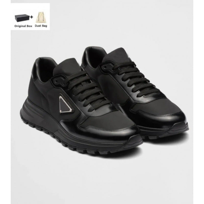 Logo Badge Platform Heightened Daddy Round Toe Lace Women's Sports Shoes
