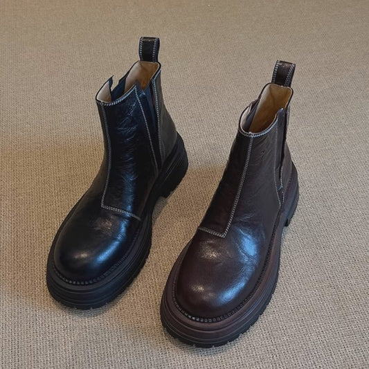 Women's Fan Retro British Style Chelsea Thick Bottom Knight Boots