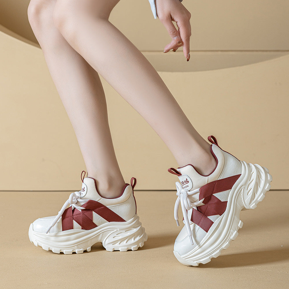 Women's Spring Life Red Dad Platform Soft Surface Warm Women's Sports Shoes