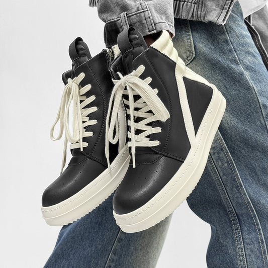 Men's Milk Fragrance Bottom Wind Inverted Triangle Black White High Board Men's Martin Boots