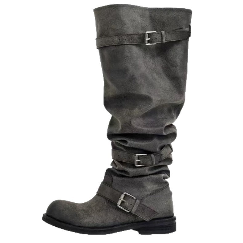 Big Tube Circumference Pile Style Round Head High Boots