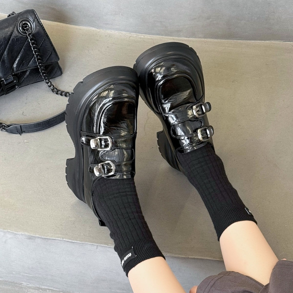 Women's Autumn Genuine Thick Bottom Small British Leather Shoes