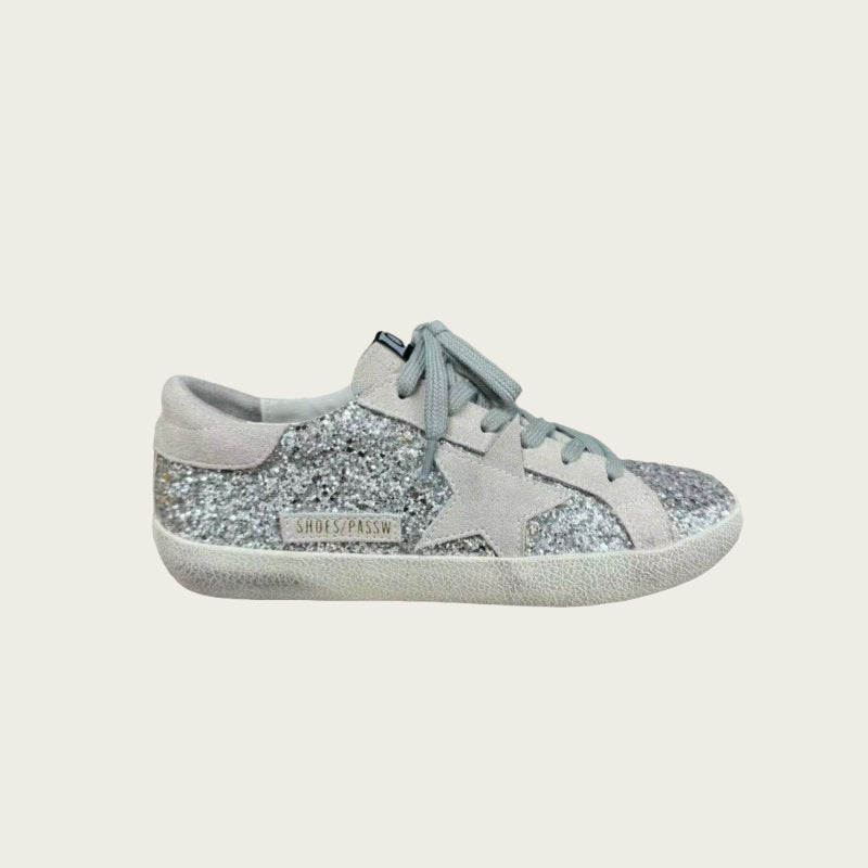 Women's Genuine Retro Golden Goose Sier Paillette Height Increasing Insole Sneakers