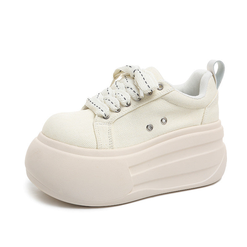 Women's Toe Bread Autumn Breathable Increased Sports Canvas Shoes