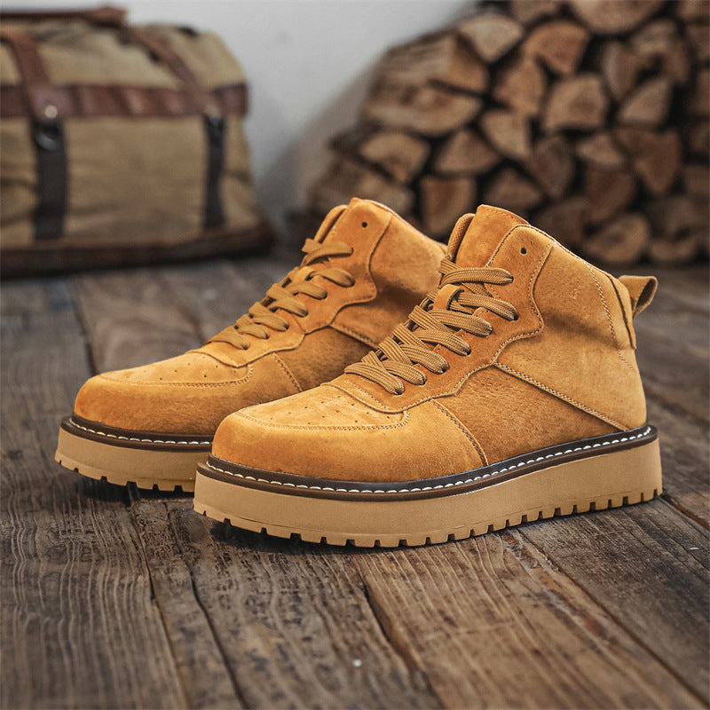 Men's Retro Style Worker Outdoor Leisure Board Fleece-lined Warm Boots