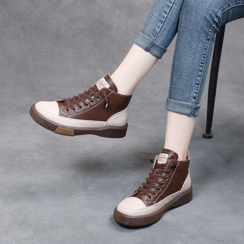 Women's Layer Cowhide Outsole Elastic Band Slip-on Lazy Genuine Fashion Two-way Women's Leather Boots