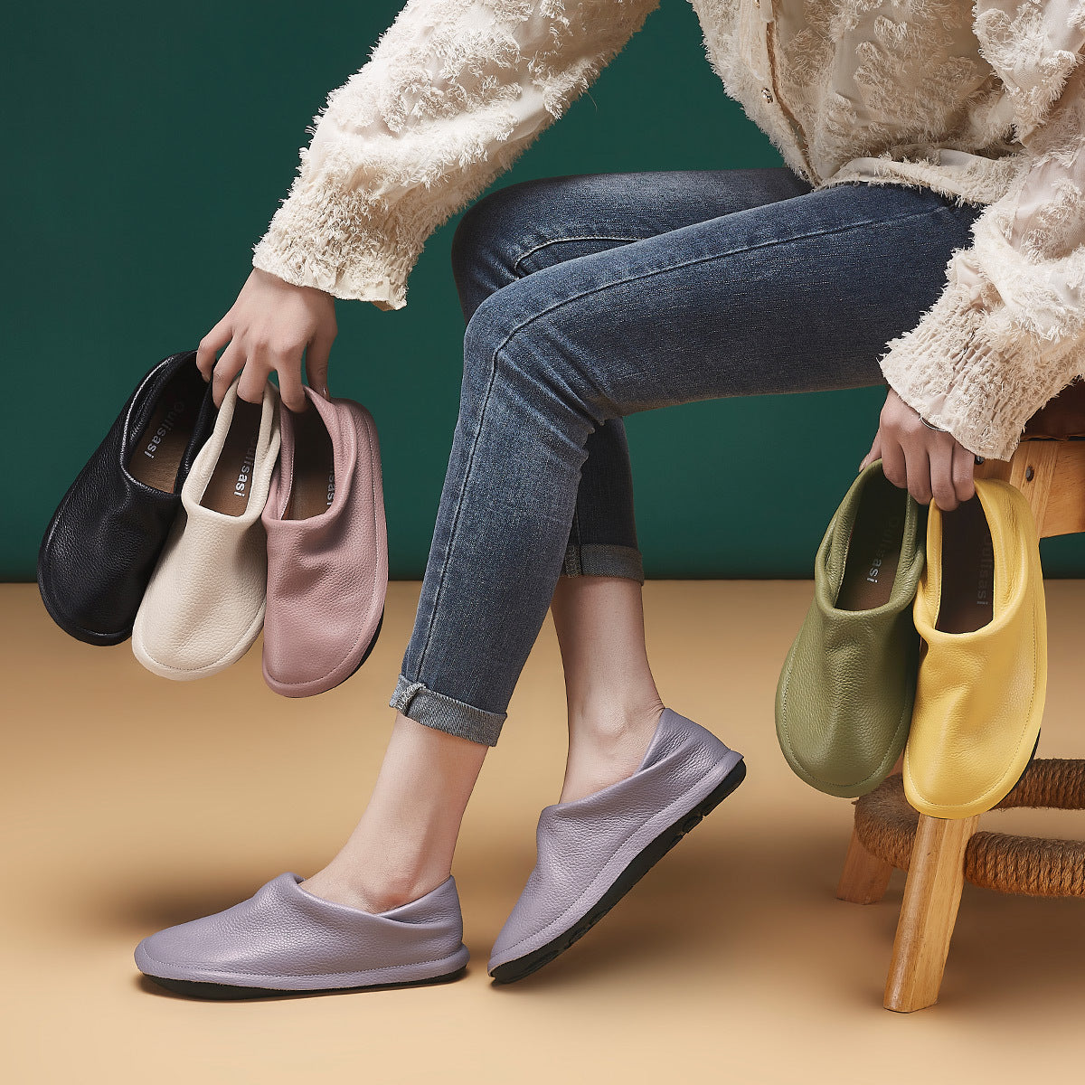 Women's Soft Grandma Early Spring Mom First Layer Cowhide Women's Fashion Shoes