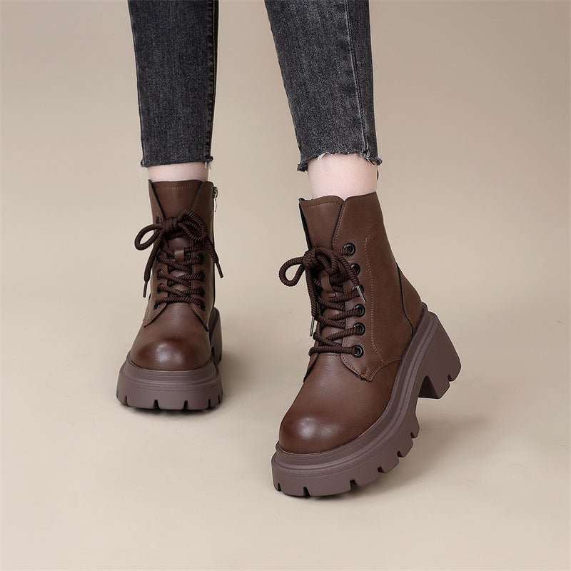 Martin Female First Layer Cowhide Platform Boots