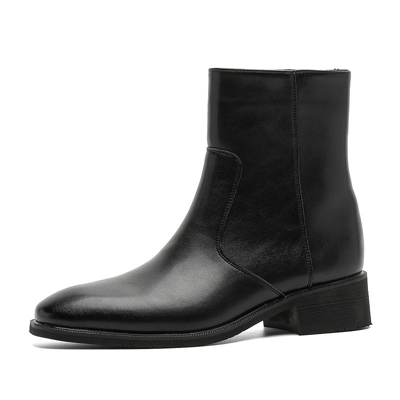 Men's Chunky Black High-grade High Top Ankle Pointed Men's Martin Boots