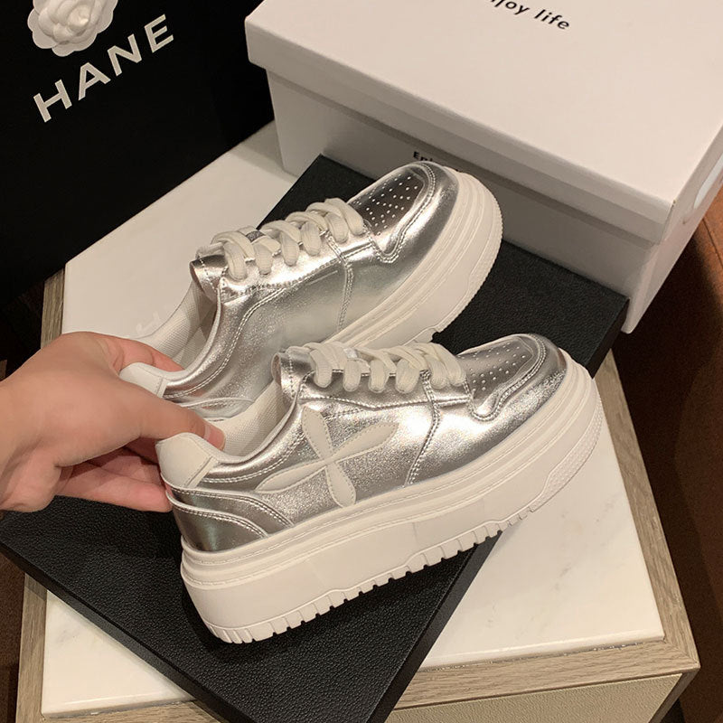 Women's Slim Fit Round Head Thick Bottom Hight Women's Casual Shoes