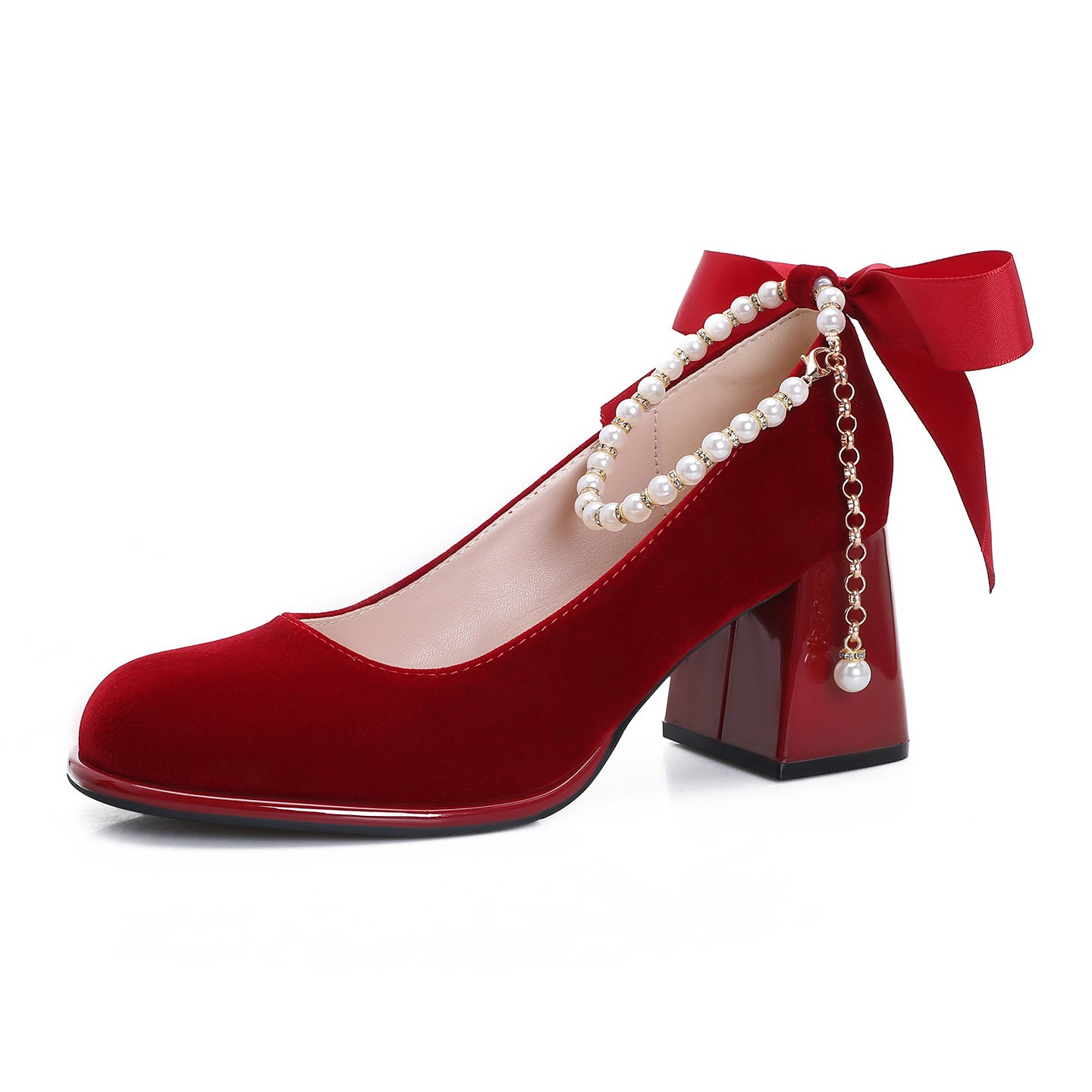 Red Wedding Mary Jane Bridal Engagement Women's Fashion Shoes