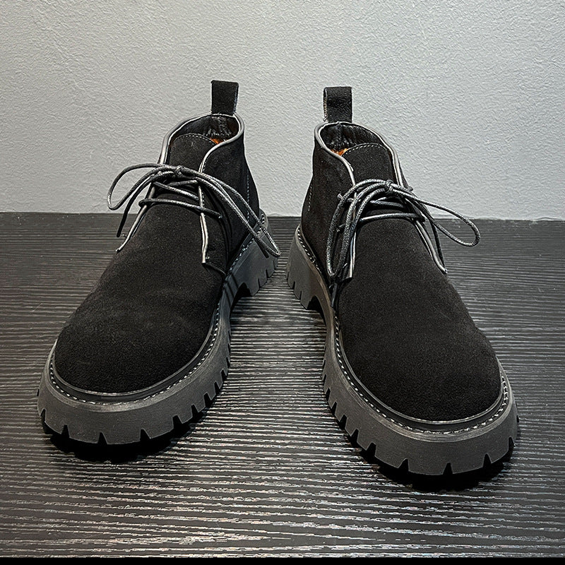 Men's Suede Martin Trendy High Top Fleece-lined Men's Leather Boots