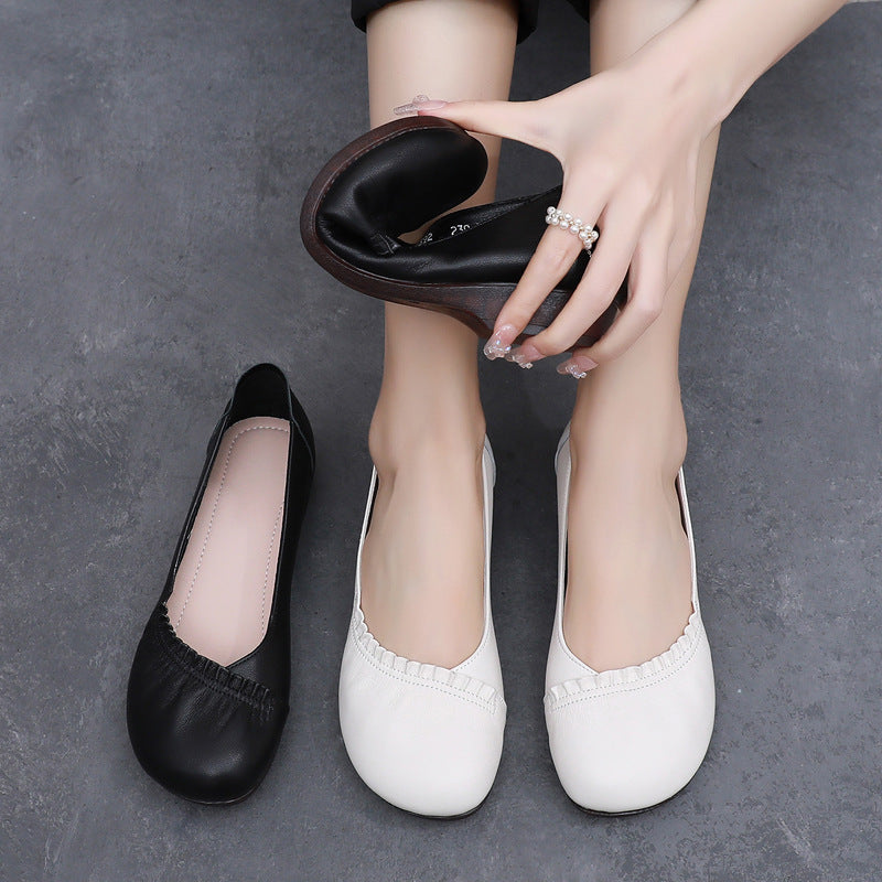 Women's Round Toe Shallow Mouth Solid Color Loafers
