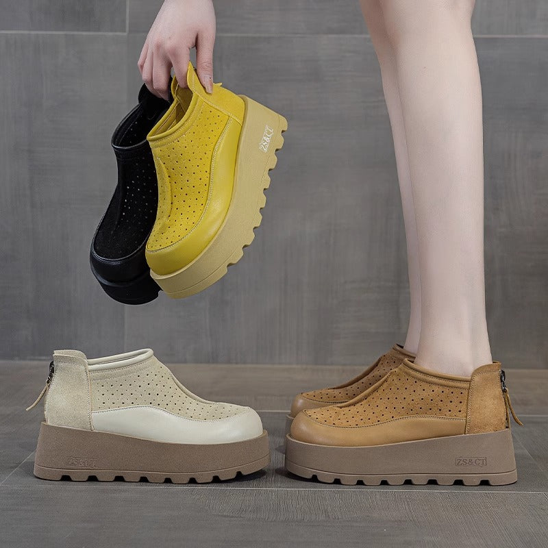 Platform Ankle Female Genuine Hole Ventilation Women's Casual Shoes
