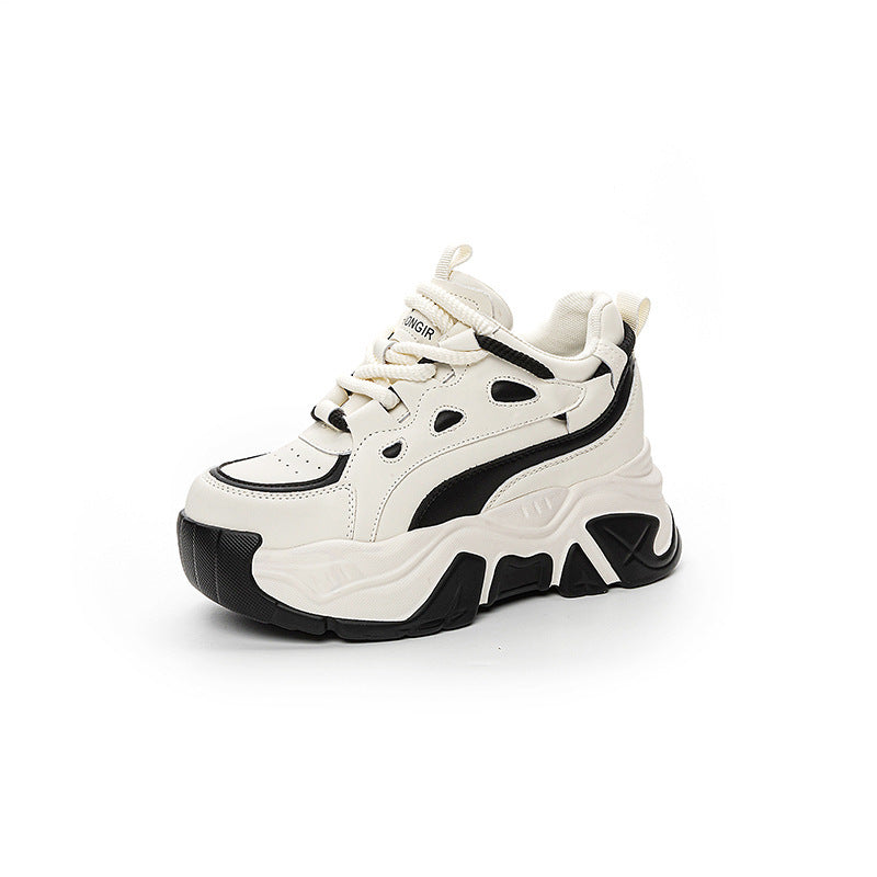 Women's Bottom Height Increasing Insole Daddy White Pumps Fleece-lined Sports Casual Shoes