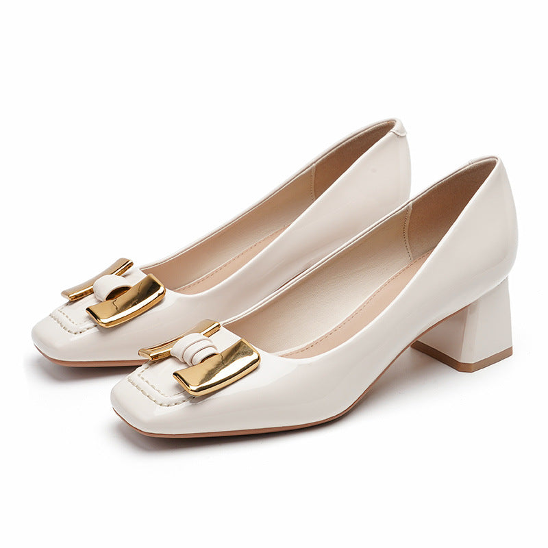 Women's Chunky Mary Jane Kitten Metal Buckle Women's Fashion Shoes
