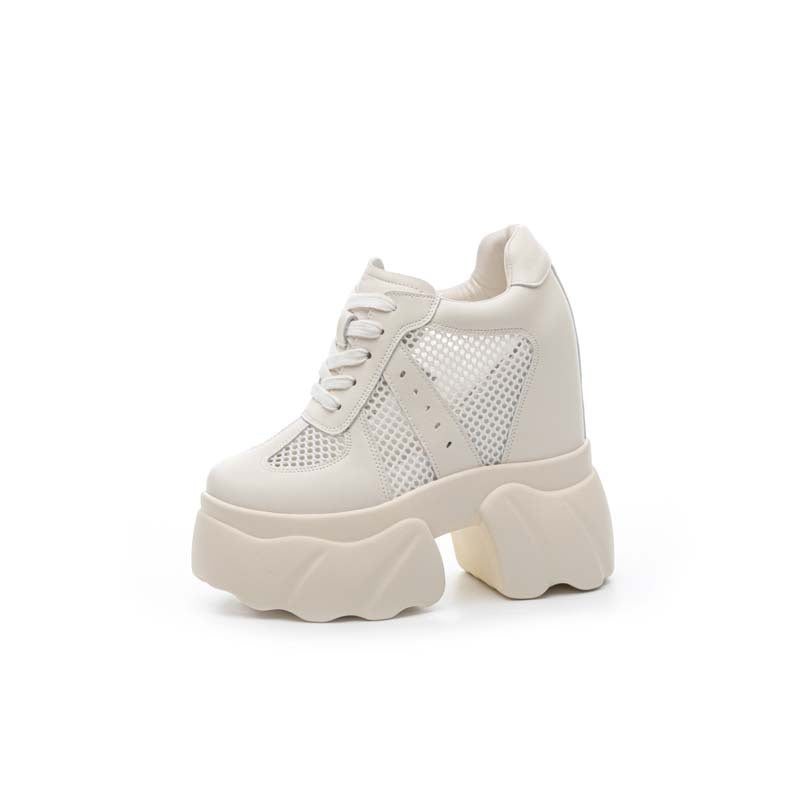 Women's Platform Korean Style Versatile White Breathable Slimming Women's Casual Shoes